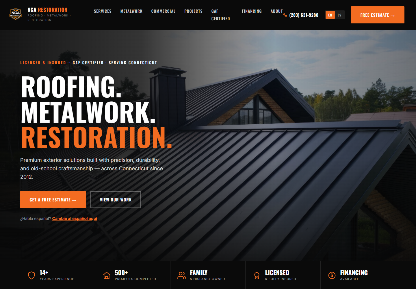 NGA Restoration website designed by P&T